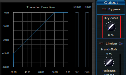 Step 03 - Setup the Dynamics plugin, and set the dry-wet knob to 0 (no compression is applied on the source track)